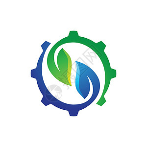 自然齿轮标志设计绿色生态标识植物生物技术叶子商业环境圆圈图片