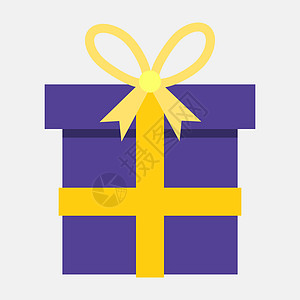 美丽的紫色礼物盒 带黄色丝带图片