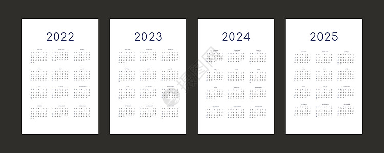 2022年2022年2023年2024年2025年日历个人时间表模板 采用最低潮时风格记事簿季节网格办公室日记季刊组织者年度计划图片