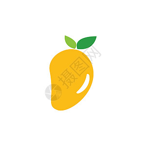 芒果水果甜甜涂鸦食物甜点白色热带绿色叶子营养果汁插图图片