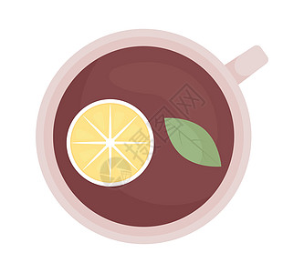 含柠檬半平面彩色矢量物体的茶茶图片