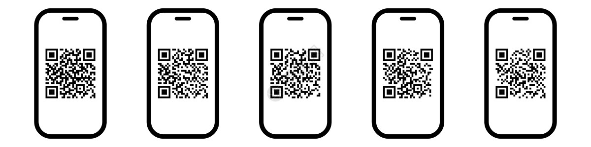 配有qr 代码图标集的智能手机标签支付网络电话销售扫描身份产品二维码细胞图片