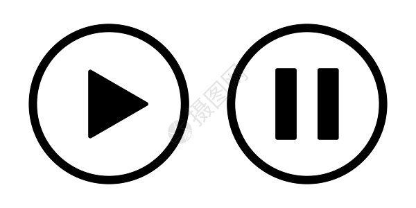 播放和暂停 停止按钮图标 玩家概念音乐圆形白色网站塑料技术记录互联网网络界面图片