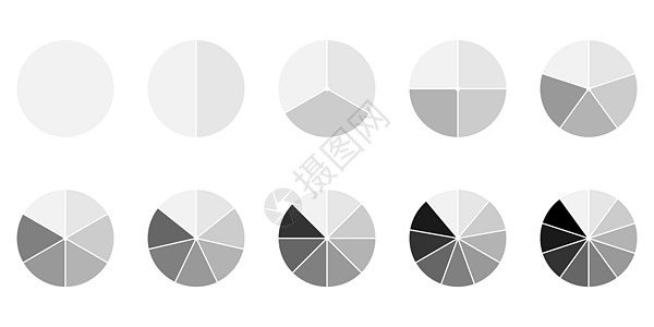设置为 1 10 的圆形图示图标车轮馅饼数据推介会插图方案金融信息分割进步图片