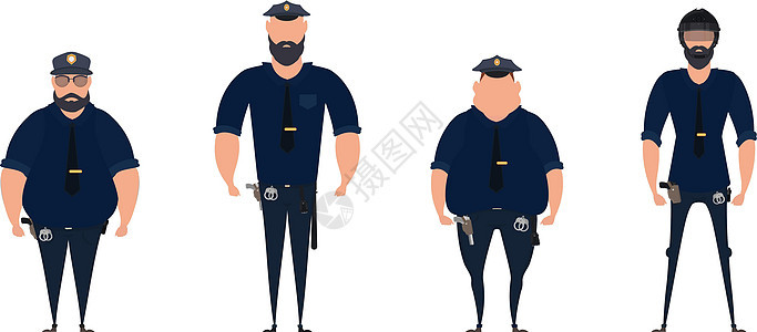 警员用白色背景隔离 矢量插图 以电流为主的图像显示收藏警卫陷阱安全男人速度交通巡逻员雷达帽子图片