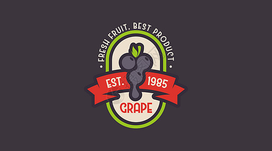 Retro 样式中的新葡萄Logo概念农业餐厅饮料酒精植物收成品牌水果徽章食物图片