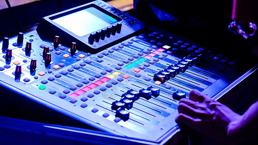 音频混合控制面板控制器技术工作室派对打碟机音乐会生产木板控制体积背景图片
