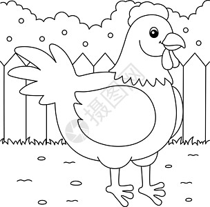 给孩子的鸡颜色页面孩子们羽毛乐趣公鸡小鸡家禽填色艺术插图婴儿图片