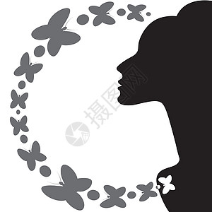 优雅的女性形象和蝴蝶 设计元素 魅力图书网站魔法笔记本博客项目明信片正方形女性化背景图片