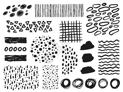 向量组合的形状 笔记和纹理 手画设计元素 墨水绘图 文本 报价 信息 公司名称的位置框架印迹草图插图中风条纹织物涂鸦画笔潮人图片