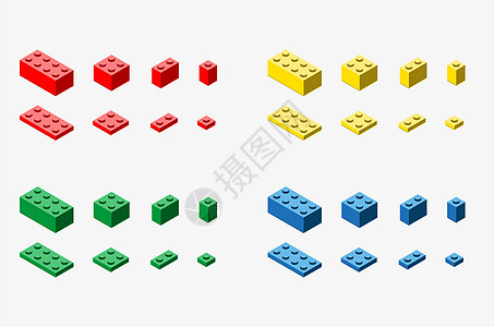 玩具砖集矢量插图图片