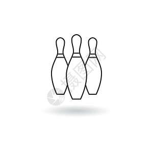 保龄球滑板图标 简单游戏和活动图标 白色背景中孤立的控盘矢量插图图片