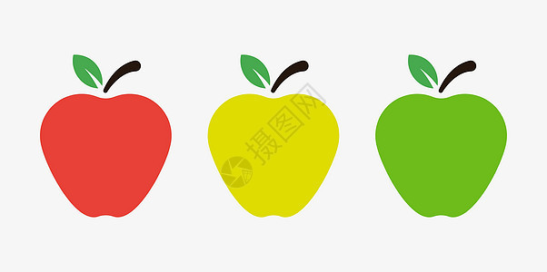 使用叶子的苹果简单矢量插图图片