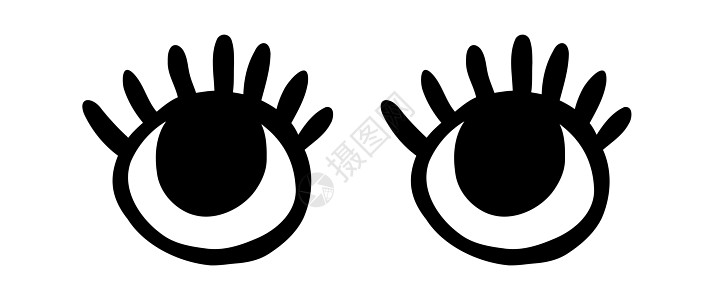 疯狂的眼睛 面条睁开的眼套 抽象手画的有趣的几何收藏 矢量黑元素女性墨水标识睫毛几何学化妆品绘画草图斑点女孩图片