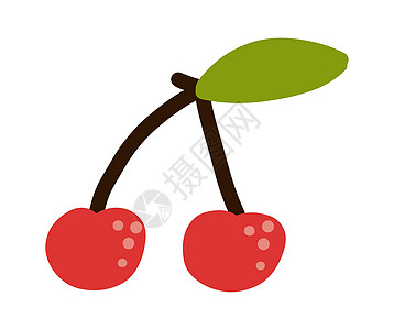 Cherry 涂面手画的莓果 矢量健康食品图标高清图片
