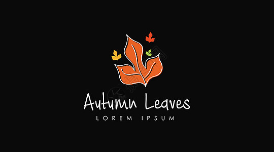 黑色背景中分离的秋天Logo设计概念矢量创意载体橙子手绘插图标签叶子植物学静脉标识图片