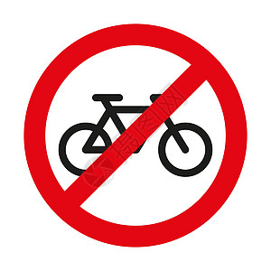 横穿红色圆圈和自行车的矢量图标图片