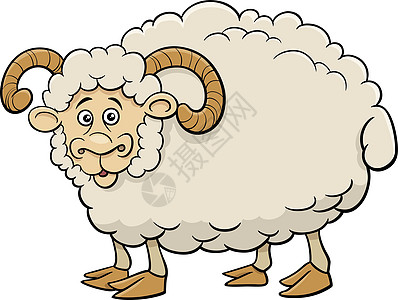 嬉笑的山羊农场动物卡通人物卡通片牛角羊毛男性白色褐色吉祥物家畜快乐国家图片