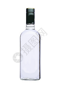 白色背景的空玻璃酒瓶 白底图片