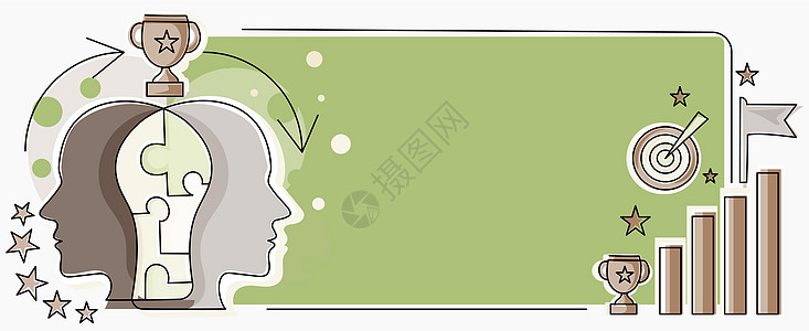 两个头与拼图相连 显示解决问题和分享成功 大脑连接 解决想法 取得成果 成就愿望创新商业运动生长想像力卡通片创造力商务科学图片