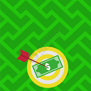 货币通过箭头钉住的目标 金融计划 将钱粘在达特板上 硬币精度代表正确的商业选择 笑声符号卡通片绿色储蓄乐趣银行业营销环境竞赛游戏图片