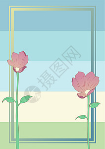 由多彩花朵和花朵协调安排的空白框架装饰 空海报边框被多色布格环绕 组织得非常井然有序风格墙纸计算机元素生长图形粉色草地花束花头图片