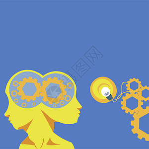 两个带齿轮的头显示技术理念 大脑符号设计中的齿轮显示机械和技术理念团队男人绘画解决方案部分灯泡人士工程创造力商务图片