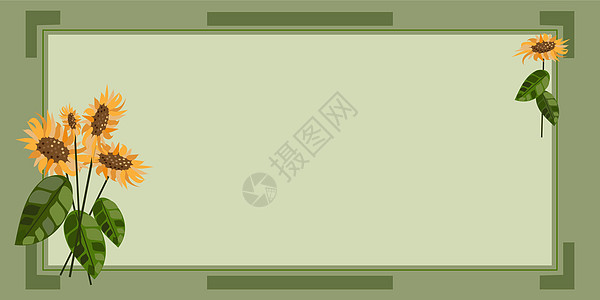 由多彩花朵和花朵协调安排的空白框架装饰 空海报边框被多色布格环绕 组织得非常井然有序季节绿色向日葵电脑生长昆虫太阳桌子雏菊墙纸图片