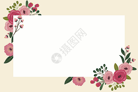 空白的框架装饰着抽象的现代化形式的花朵和叶子 空旷的现代边框被组织愉快的五颜六色的线条符号包围庆典墙纸植物浪漫生日风格图形问候标图片