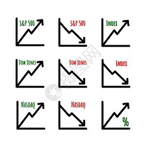 抽象财务图表 不同的索引箭头图标 在白色背景中孤立的库存矢量插图银行业战略密码价格酒吧商品贸易外汇投资技术图片