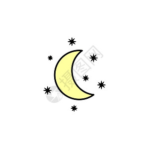 月亮线彩色图标 标志和符号可用于白色背景上的 Web 徽标 移动应用程序 UI UX图片