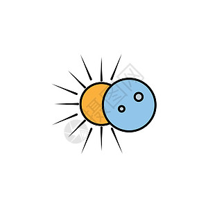 日食线彩色图标 标志和符号可用于网络 标识 移动应用程序 UI 白色背景的 UX图片