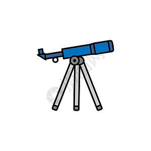彩色望远镜线图标 标志和符号可用于网络 标识 移动应用程序 UI 白色背景的 UX图片