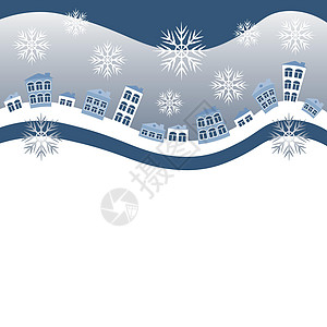 平方背景 网站上限 明信片或书     冬季村庄或雪中房屋的插图包装博客项目笔记本正方形纺织品图片