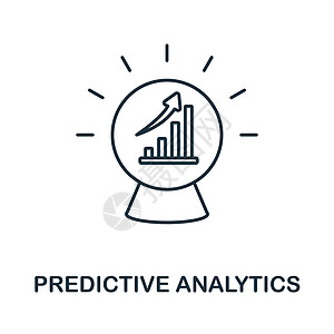 预测分析图标 来自客户关系集合的行元素 用于网页设计 信息图表等的线性预测分析图标符号图片