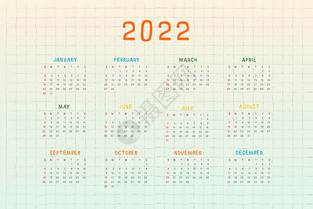 具有多色可爱幼稚设计的2022日历图片