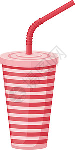 带吸管的纸杯图像 用于快餐的塑料杯 带吸管的红色条纹饮料杯 在白色背景上孤立的矢量图回收苏打纸板流行音乐稻草插图液体饮料可乐玻璃图片