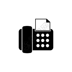 传真电话机 办公电话 平面矢量图标说明 白色背景上的简单黑色符号 传真电话机 办公室电话标志设计模板 用于 web 和移动 UI图片