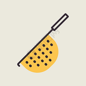漏勺矢量图标 厨电食物工具家庭餐具用具厨房配饰盘子塑料插图图片