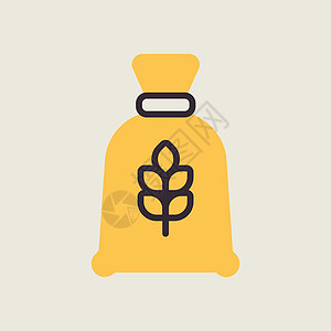袋面粉矢量图标 厨电粮食农业谷物包装厨房玉米种子收成插图白色图片