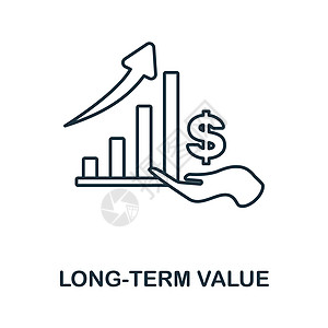 长期价值图标 来自数字转换集合的线元素 用于网页设计 信息图表等的线性长期价值图标标志图片