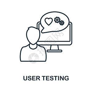 用户测试图标 来自数字转换集合的线元素 用于网页设计 信息图表等的线性用户测试图标标志图片