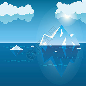 水下冰山图标 以平坦的风格 海景矢量比方说明孤立的背景 南极洲生态标志商业概念射线气候图表冻结冰川蓝色海洋辉光环境海浪图片
