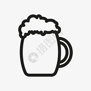 Beer矢量大纲图标 啤酒玻璃插图图片