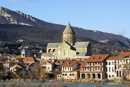 乔治亚老有名的小镇大教堂和教堂风景景观街道文化建筑宗教城市老房子地标地点历史性图片