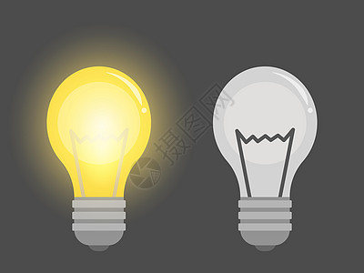 发光和特写电灯泡 灯泡图标 通电和断电模板背景图片