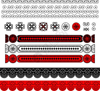 带有民族饰品的装饰线条 传统的黑色和红色装饰品 复古设计元素图片