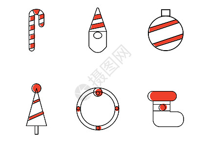 6个带有红口音的圣诞节图标图片