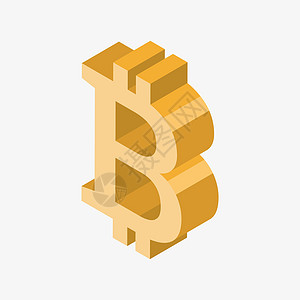 Bitcoin 3D 样式矢量说明 BTC 符号图片