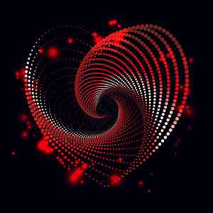 由半调点 红色组成的抽象螺旋心形图片